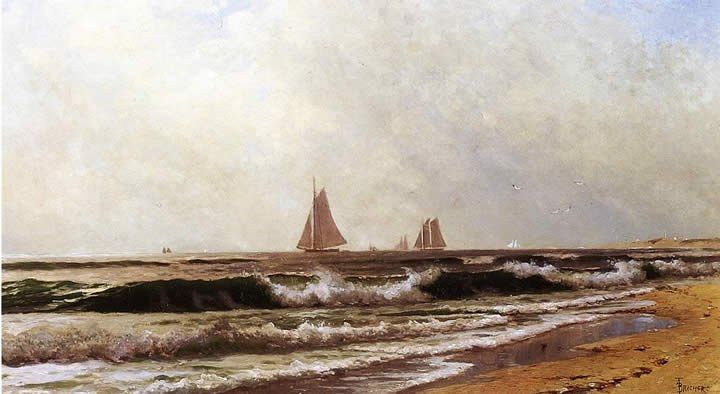 Alfred Thompson Bricher Sailboats along the Shore also known as Southampton Beach